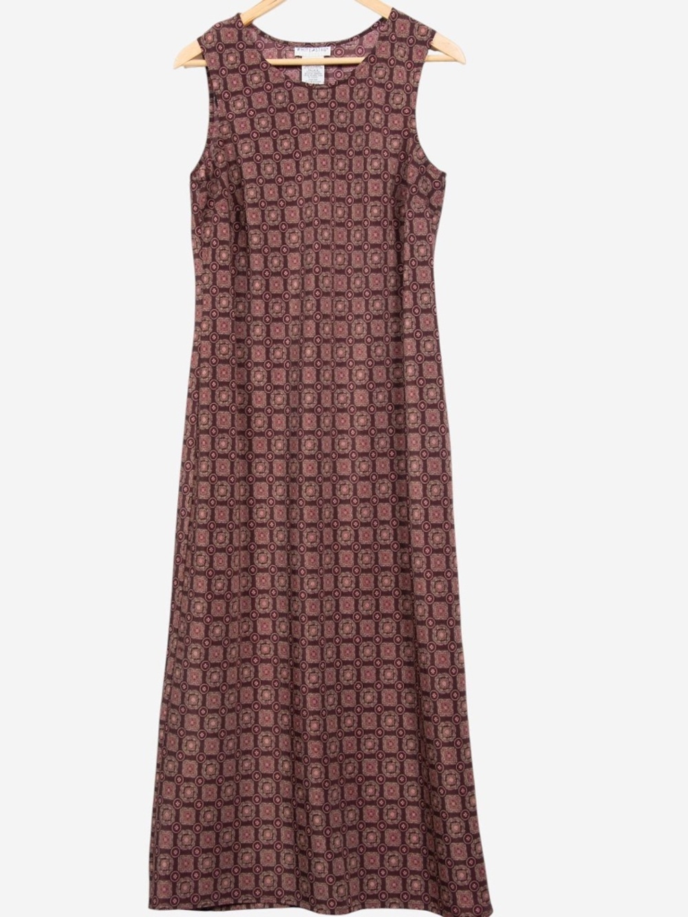 vintage y2k white stag geometric print bohemian tank maxi dress